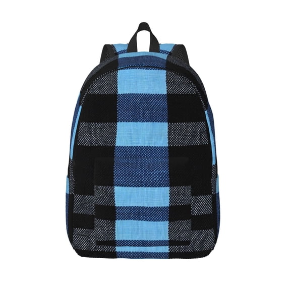 Casual Canvas Backpack Without Interlayer Large Capacity Stick Bag Design For Outdoor Shopping Office Outdoor Sports Slateblue Buffalo Plaid Check Tartan Scotland_3 Medium