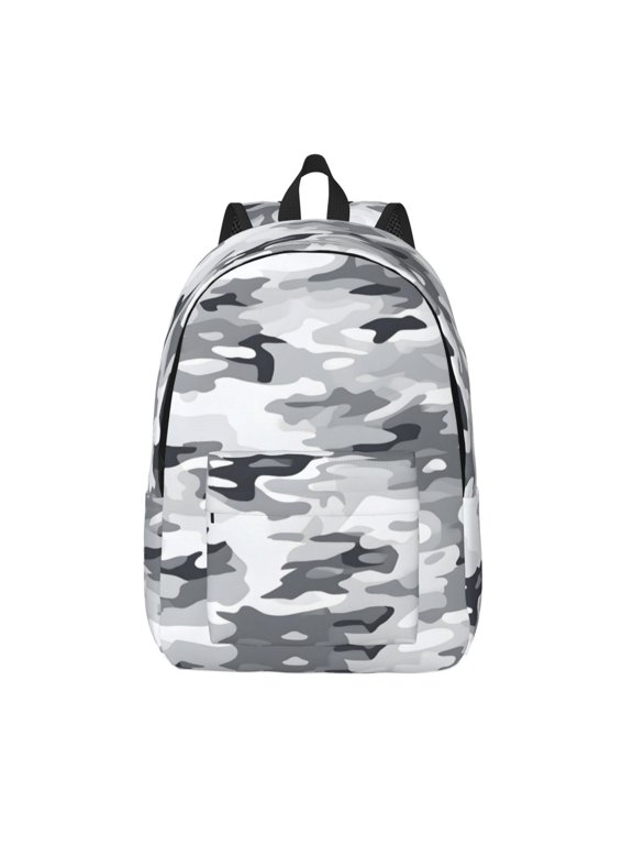 Casual Canvas Backpack Without Interlayer Large Capacity Stick Bag Design For Outdoor Shopping Office Outdoor Sports Vector Camouflage Pattern Gray_3 Small