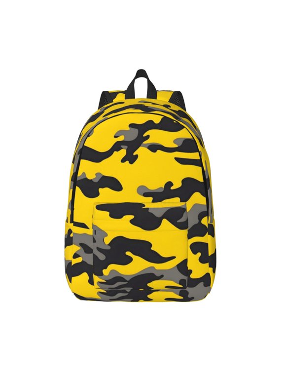 Casual Canvas Backpack Without Interlayer Large Capacity Stick Bag Design For Outdoor Shopping Office Outdoor Sports Vector Camouflage Pattern Yellow_1 Small