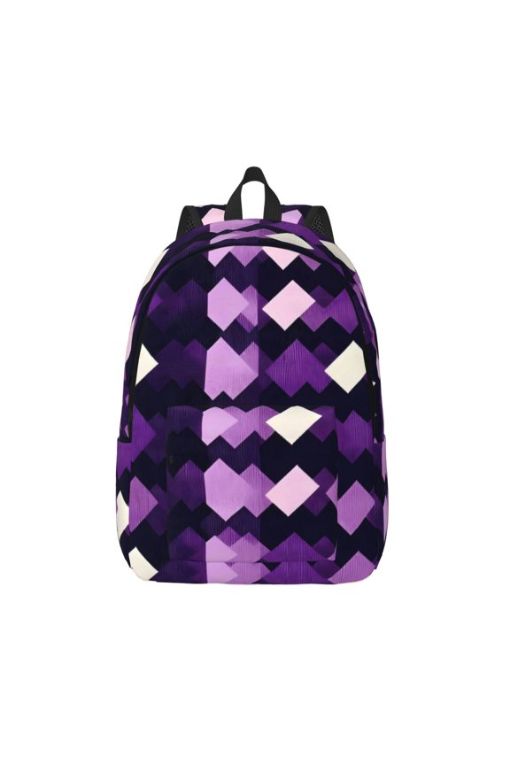 Casual Canvas Backpack Without Interlayer Large Capacity Stick Bag Design For Outdoor Shopping Office Outdoor Sports Violet Retro Houndstooth_1 Medium