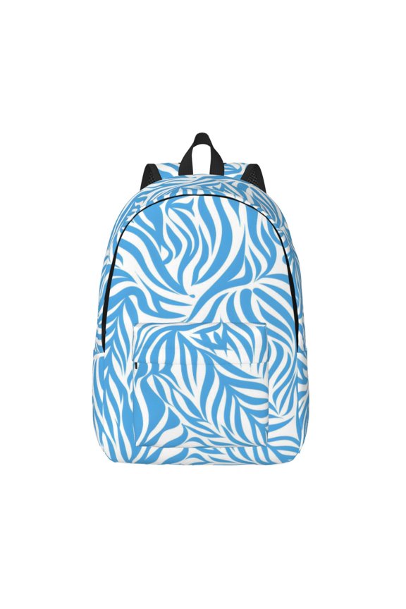 Casual Canvas Backpack Without Interlayer Large Capacity Stick Bag Design For Outdoor Shopping Office Outdoor Sports Zebra Print Style Lightblue_2 Small