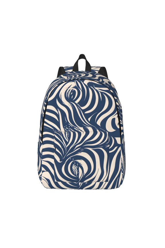 Casual Canvas Backpack Without Interlayer Large Capacity Stick Bag Design For Outdoor Shopping Office Outdoor Sports Zebra Print Style Steelblue_3 Small