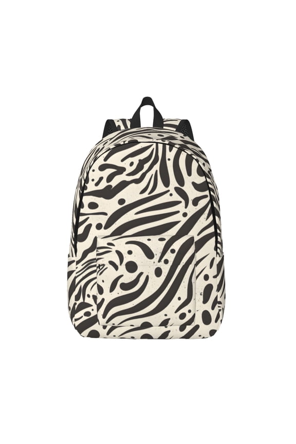Casual Canvas Backpack Without Interlayer Large Capacity Stick Bag Design For Outdoor Shopping Office Outdoor Sports Zebra Skin Print Style Saddlebrown_1 Medium