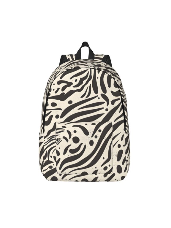 Casual Canvas Backpack Without Interlayer Large Capacity Stick Bag Design For Outdoor Shopping Office Outdoor Sports Zebra Skin Print Style Saddlebrown_1 Medium