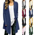 thumbnail image 1 of Casual Cardigans for Women Solid Linen-cotton Long Sleeve Cardigans for Daily Wear, 1 of 7