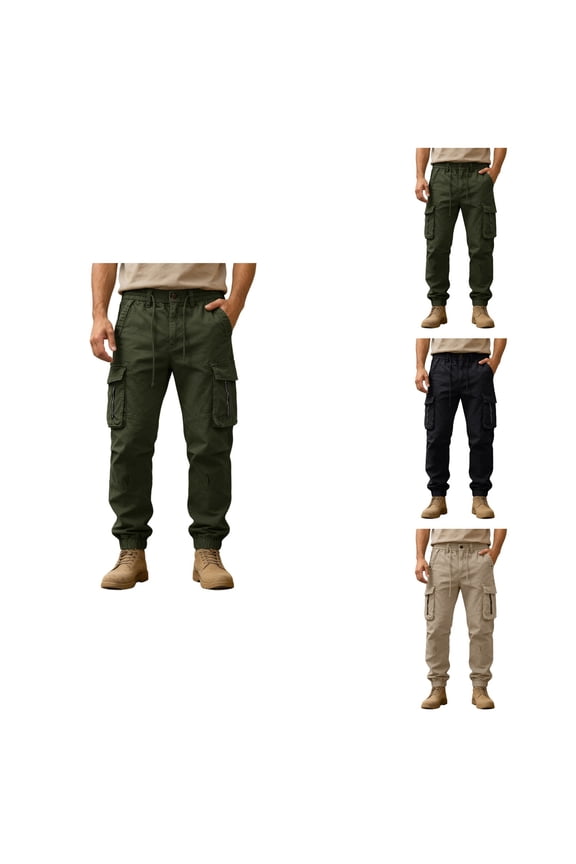 Casual Cargo Pants, Solid Color Multi-Pocket Utility Trousers for Outdoor Work, Daily Wear, Elastic High Waist, Wide Leg, Baggy, Hiking, Streetwear