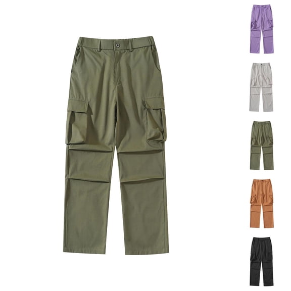 Casual Cargo Pants for Men Solid Color Lightweight Breathable Durable Relaxed Fit Work Pants with Pockets Trousers