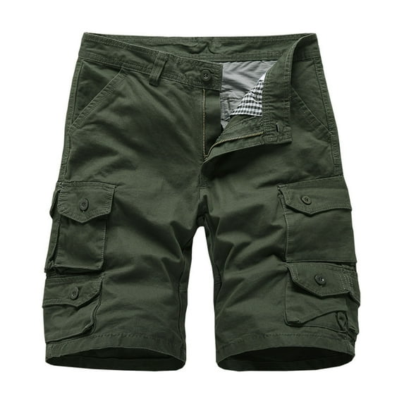 Men's Casual Cargo Shorts Outdoor Fishing Hiking Combat Workout Gym Shorts Multi Pockets Combat Athletic Shorts with Zipper
