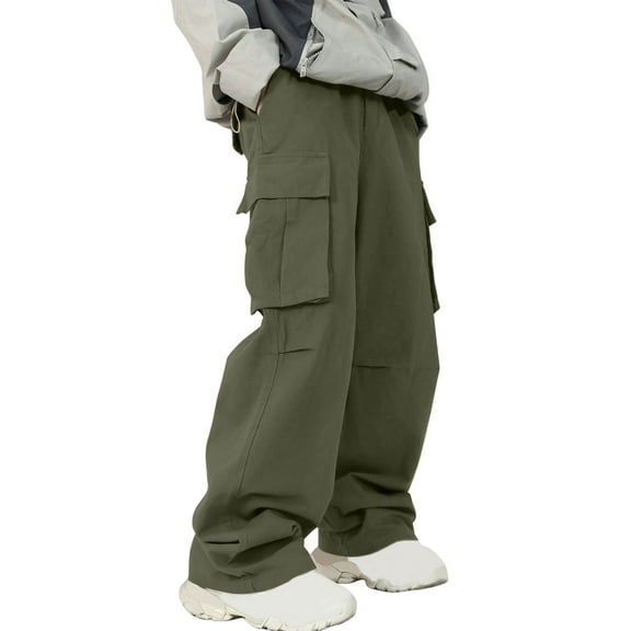 Casual Cargo Sweatpants for Men Baggy Sweatpant Open Bottom Drawstring Waist Joggers Pants with Mulit Pockets