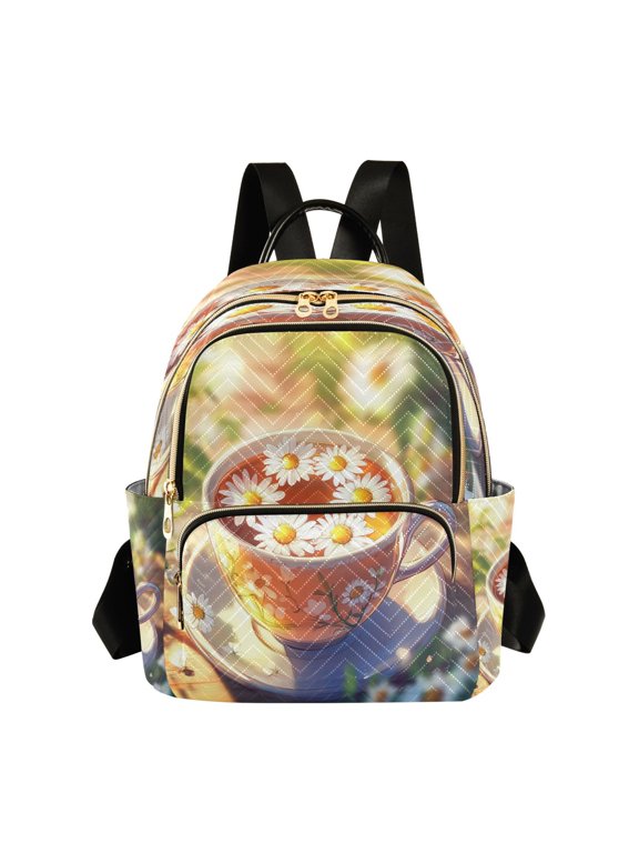 Casual Chamomile Tea with Flowers Backpack for School,College and Travel, Water Resistant Bookbag,