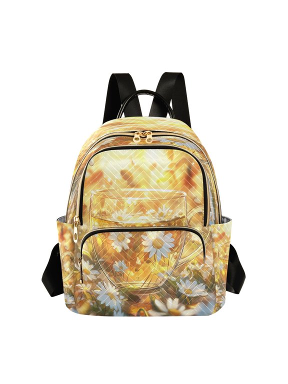 Casual Chamomile Tea with Flowers Backpack for School,College and Travel, Water Resistant Bookbag,