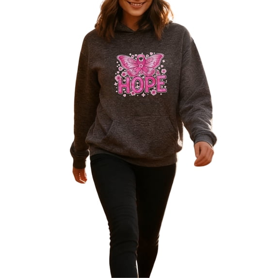 Casual Chic Breast Cancer Awareness Hoodie for Men and Women, Unisex Pullover Hooded Sweatshirt, Comfortable Cotton Poly Blend, Support and Awareness Casual Out