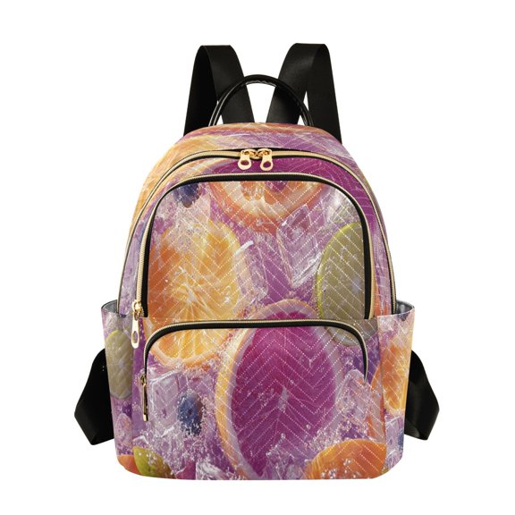 Casual Citrus Slices Blueberries Ice Backpack for School,College and Travel, Water Resistant Bookbag,