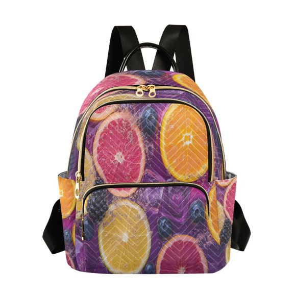 Casual Citrus Slices and Berries Submerged Backpack for School,College and Travel, Water Resistant Bookbag,