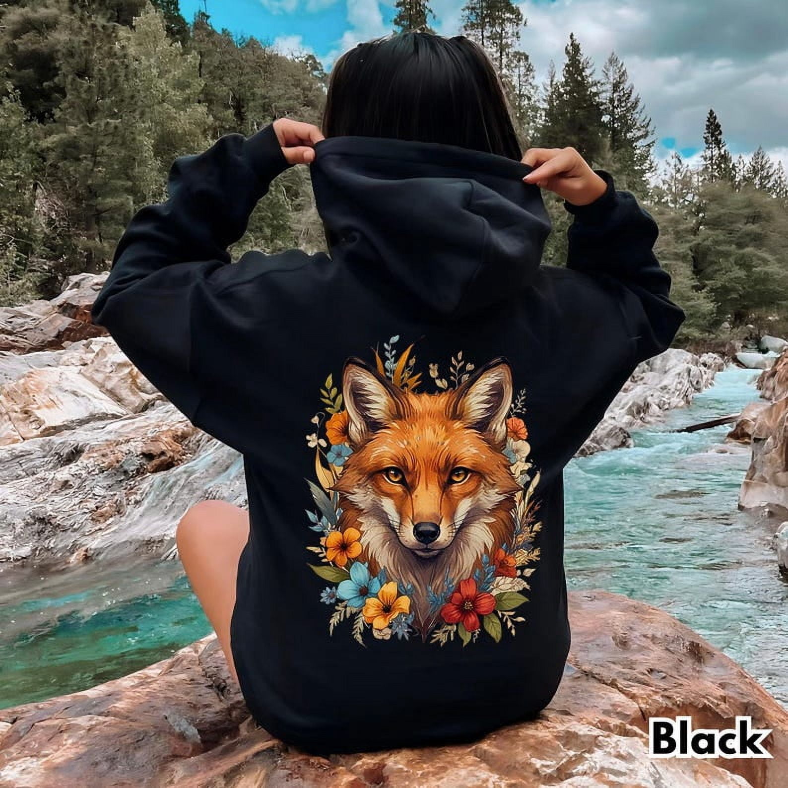 Fox Fur Trim Washed Cotton Fitted Hoodie main image 1
