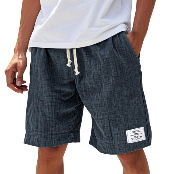 Casual Classic Shorts for Men Drawstring Elastic Waist Shorts Classic Fit Summer Beach Athletic Shorts with Pockets Solid Color Sweat Shorts,Blue L