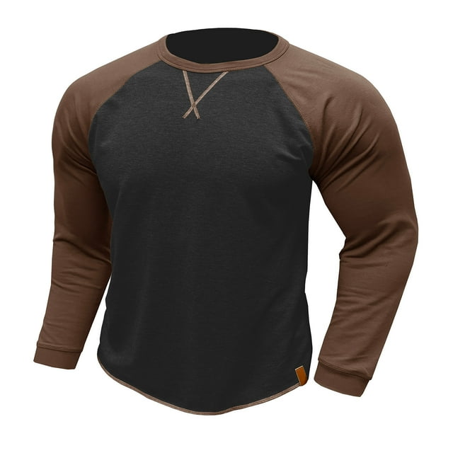 Casual Classic Vintage Long Sleeve Sweatshirts for Men Crew Neck Sweater Lightweight Baseball Pullovers Color Block Shirts Workout Running Tops