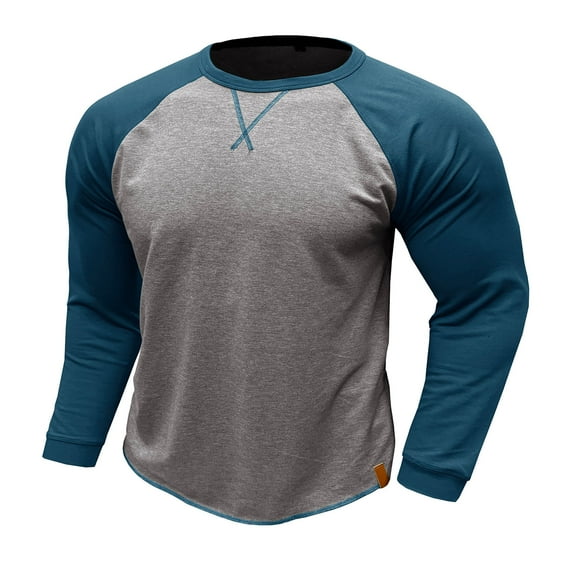 Casual Classic Vintage Long Sleeve Sweatshirts for Men Crew Neck Sweater Lightweight Baseball Pullovers Color Block Shirts Workout Running Tops