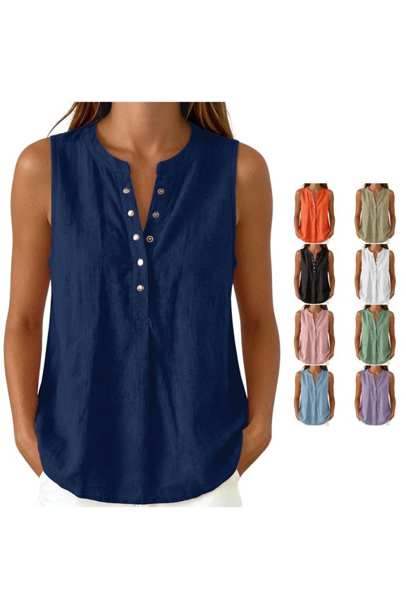 Casual Collar and Sleeveless Shirt Comfort Loose Fit Blouse Summer Lightweight Lacy Top Women S