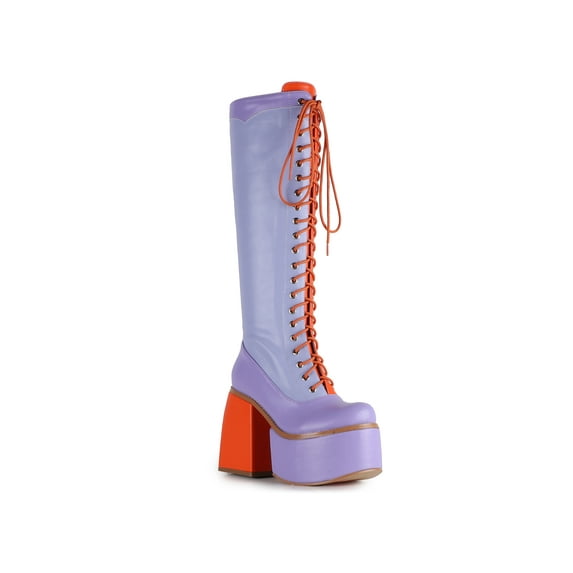 Casual Color Blocking Knee High Women's Chunky Platform