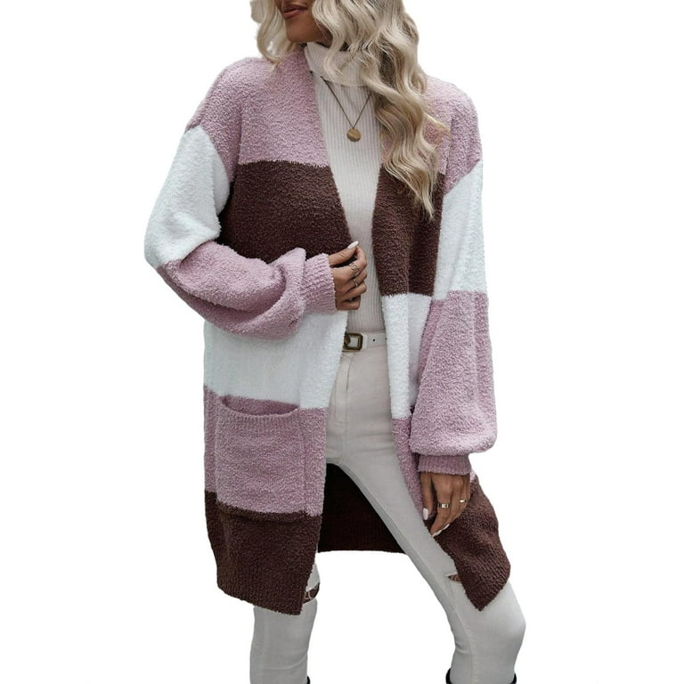 Casual Colorblock Long Sleeve Multicolor Women Cardigans Women s