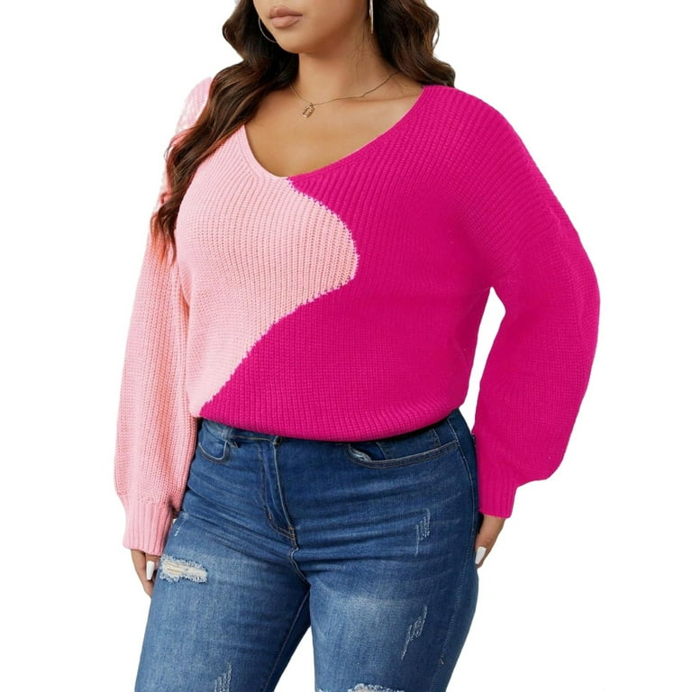 Plus size hot pink sweater hot sale