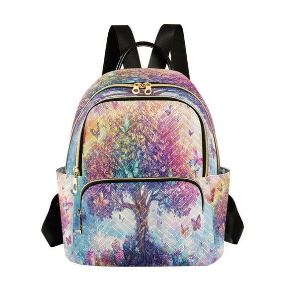 Casual Colorful Tree with Butterflies Backpack for School,College and Travel, Water Resistant Bookbag,