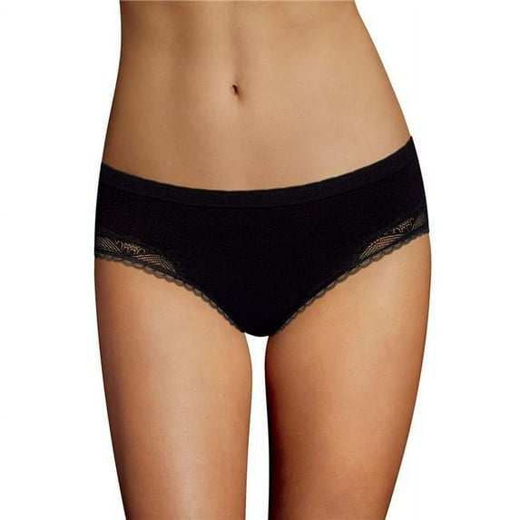 Casual Comfort Seamless Hipster, Black & Steel Grey - Size 9