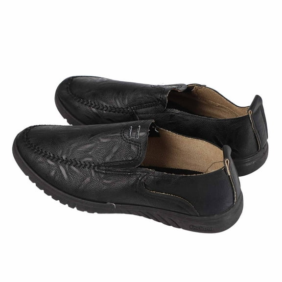 Casual, Comfortable & Ideal for Driving, Running - Black, Size 40 Men's Round Toe Flat Shoes