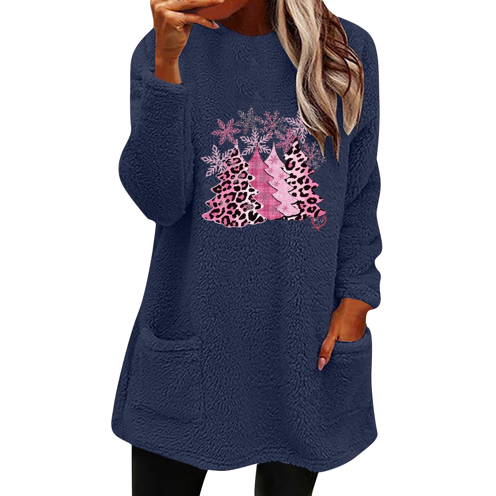 Casual Comfy Hoodless Sweatshirt Women's Autumn/winter Christmas Tree ...