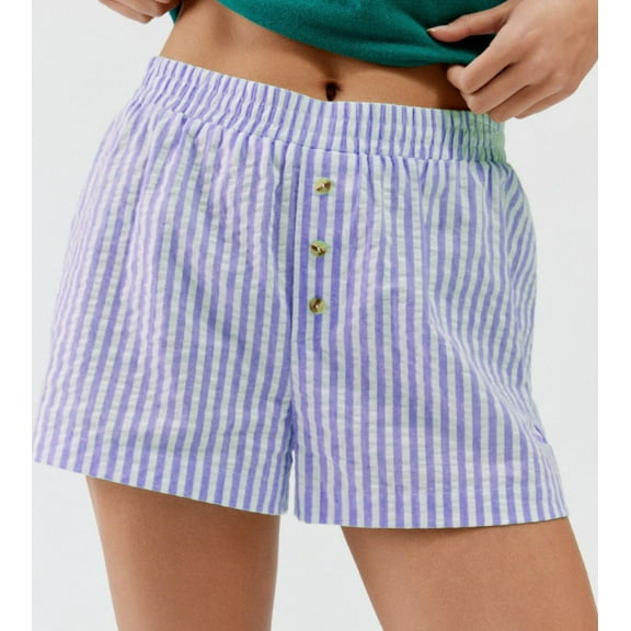 New Casual Commuter Shorts Striped Grid Button, Spring and Summer, New Hot Selling