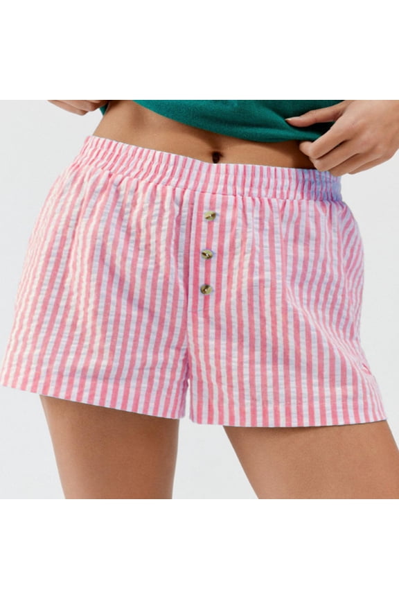New Casual Commuter Shorts Striped Grid Button, Spring and Summer, New Hot Selling