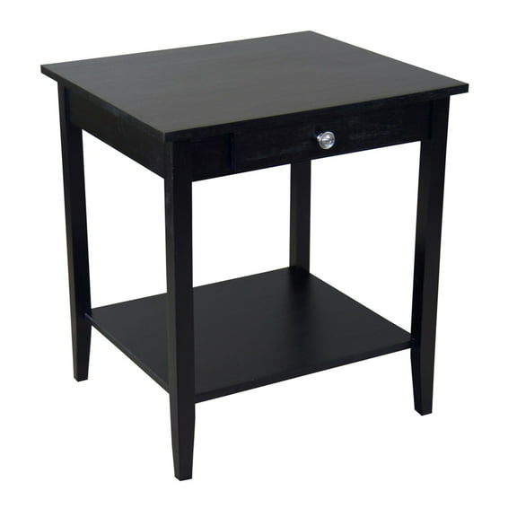 Casual Contemporary Living 2-Tier Solid Acacia End Table with Drawer - Black