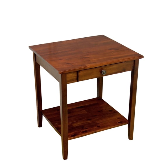 Fairway Avenue Home 2-Tier Solid Acacia End Table with Drawer - Mahogany