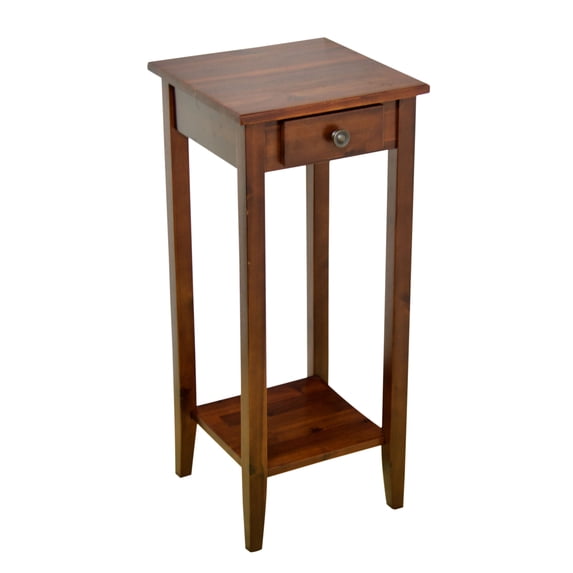 Casual Contemporary Living 2-Tier Solid Acacia Plant Stand with Drawer - Mahogany