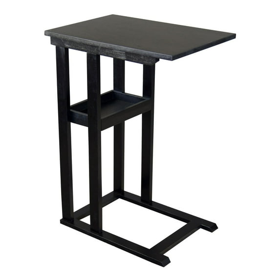 Casual Contemporary Living Solid Acacia C Table with Storage Tray- Black
