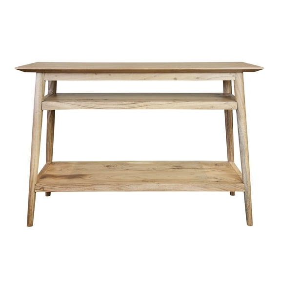 Casual Contemporary Living Solid Acacia Console Table with 2 Shelves Natural