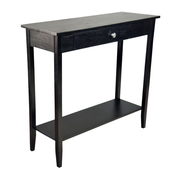 Fairway Avenue Home Acacia Console Table with Drawer & Lower Shelf- Black