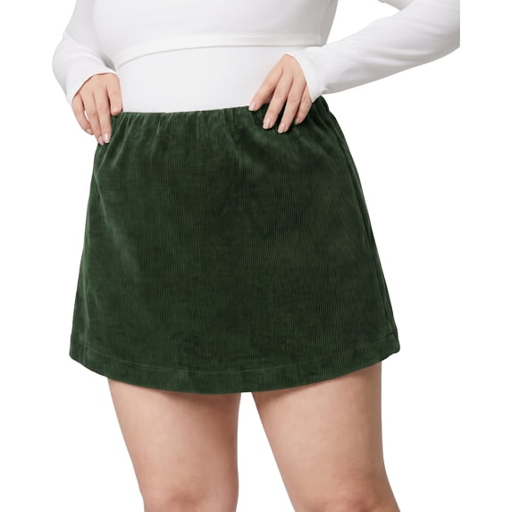 Casual Corduroy Mini Skirts for Women High Waisted A-Line Short Skorts with Built-in Shorts