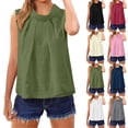 thumbnail image 1 of Casual Cotton Linen Collar Pleated Vest For Women Work Sitting Occasions Fashion, 1 of 9