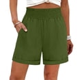thumbnail image 1 of Casual Cotton Linen Shorts for Women Drawstring Elastic Waist Plus Size Summer Comfy Lounge Shorts with Pockets, 1 of 8