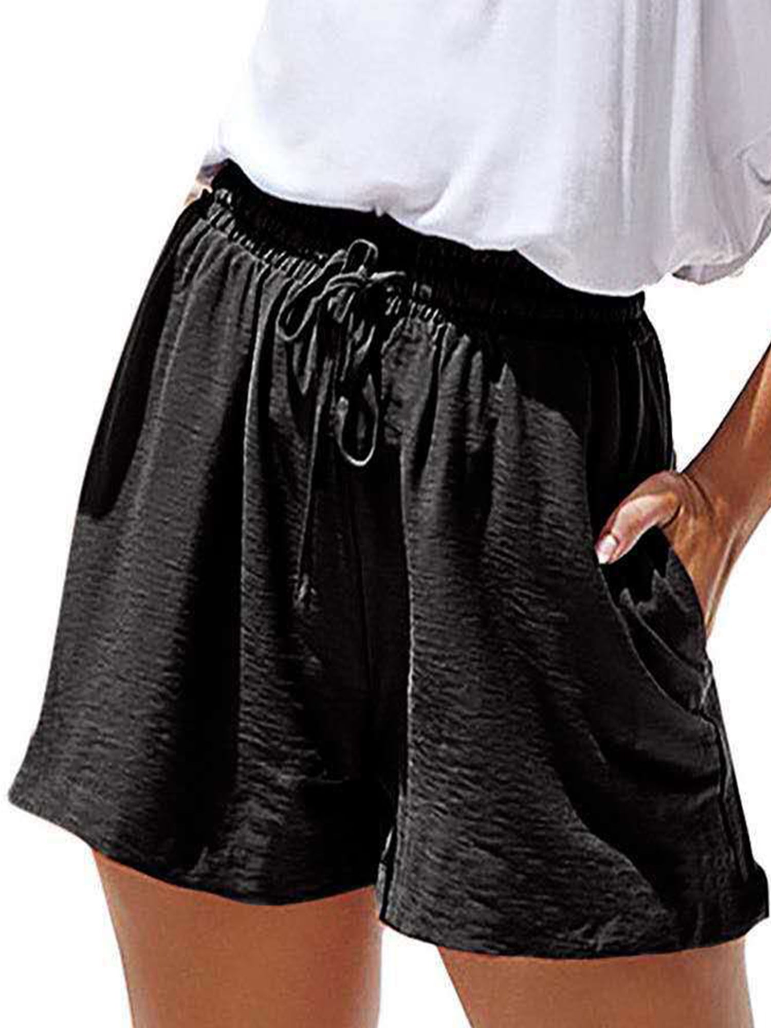 Black linen shorts ladies cheap