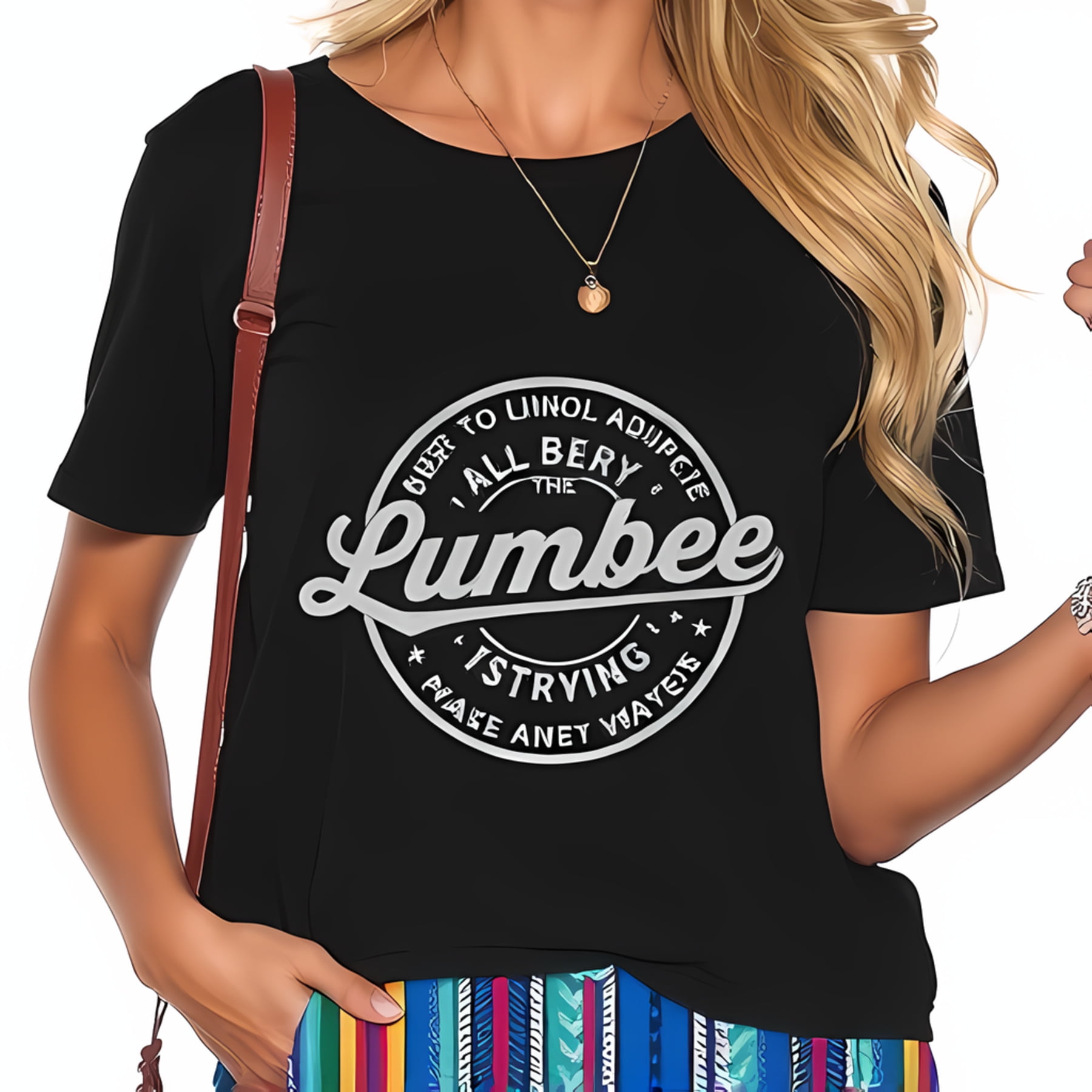 Casual Cotton Short Sleeve T Shirt with #39 Lumbee #39 Decorative Local Casual Cotton Short Sleeve T Shirt with #39 Lumbee #39 Decorative Local