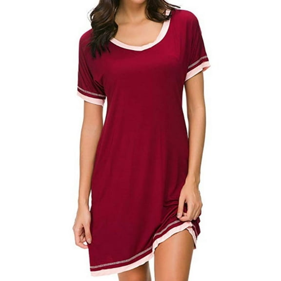 Casual Cotton Women Pajamas O Neck Short Sleeve Nightdress Lingerie