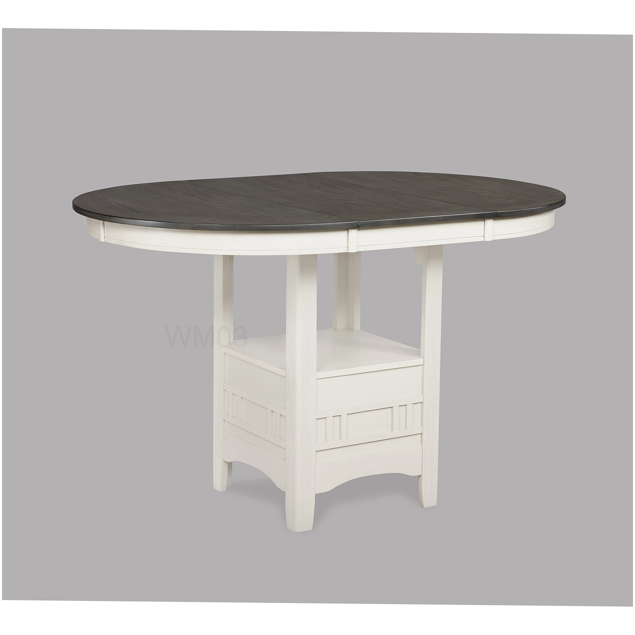 18" Extendable Leaf Wood Dining Table with Storage Shelf, Cream Gray ...