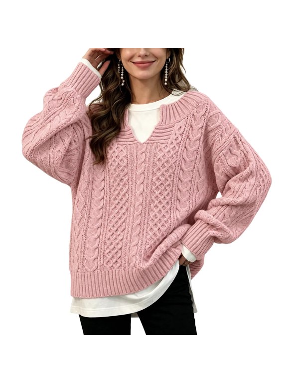 Casual Crew Neck Faux Two-Piece Sweater for Women Soft Comfortable Knit Perfect Layering Look