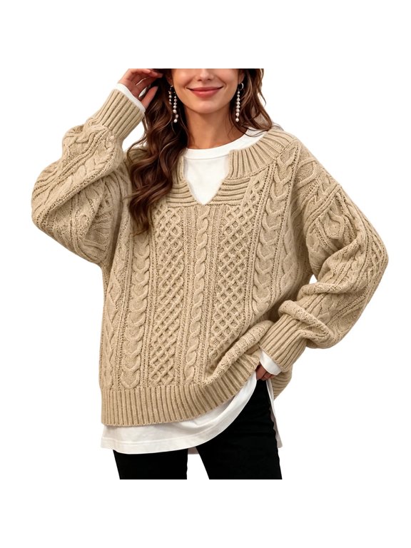 Casual Crew Neck Faux Two-Piece Sweater for Women Soft Comfortable Knit Perfect Layering Look