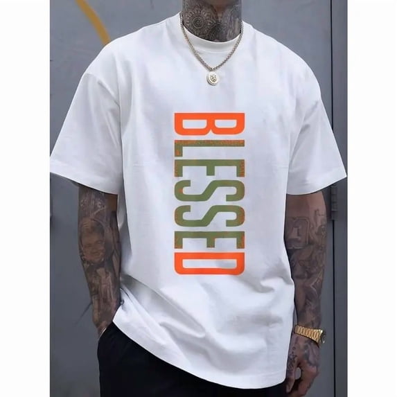 Casual Crew Neck T-Shirt - Geometric-Pattern, Smooth Cotton Knit Fabric, Medium Stretch - Short Sleeve Tee for Leisure & Everyday Wear | Breathable Comfort Fit | Machine Washable