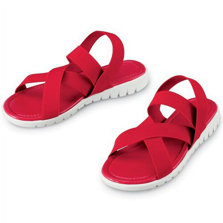 Casual Criss Cross Summer Stretch Strap Sandals 9 Red Walmart