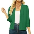 thumbnail image 1 of Casual Crop Open Front Knit Cardigan 3/4 Sleeve Cropped Cardigan Basic Sweater Jacket for Womens with Plus Size, 1 of 5
